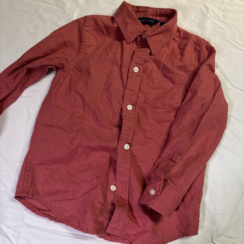 Janie And Jack Boys Linen/Cotton Blend Button Up Shirt Size 3 Salmon Easter